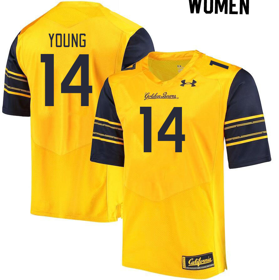 Women #14 Monroe Young California Golden Bears College Football Jerseys Stitched Sale-Gold